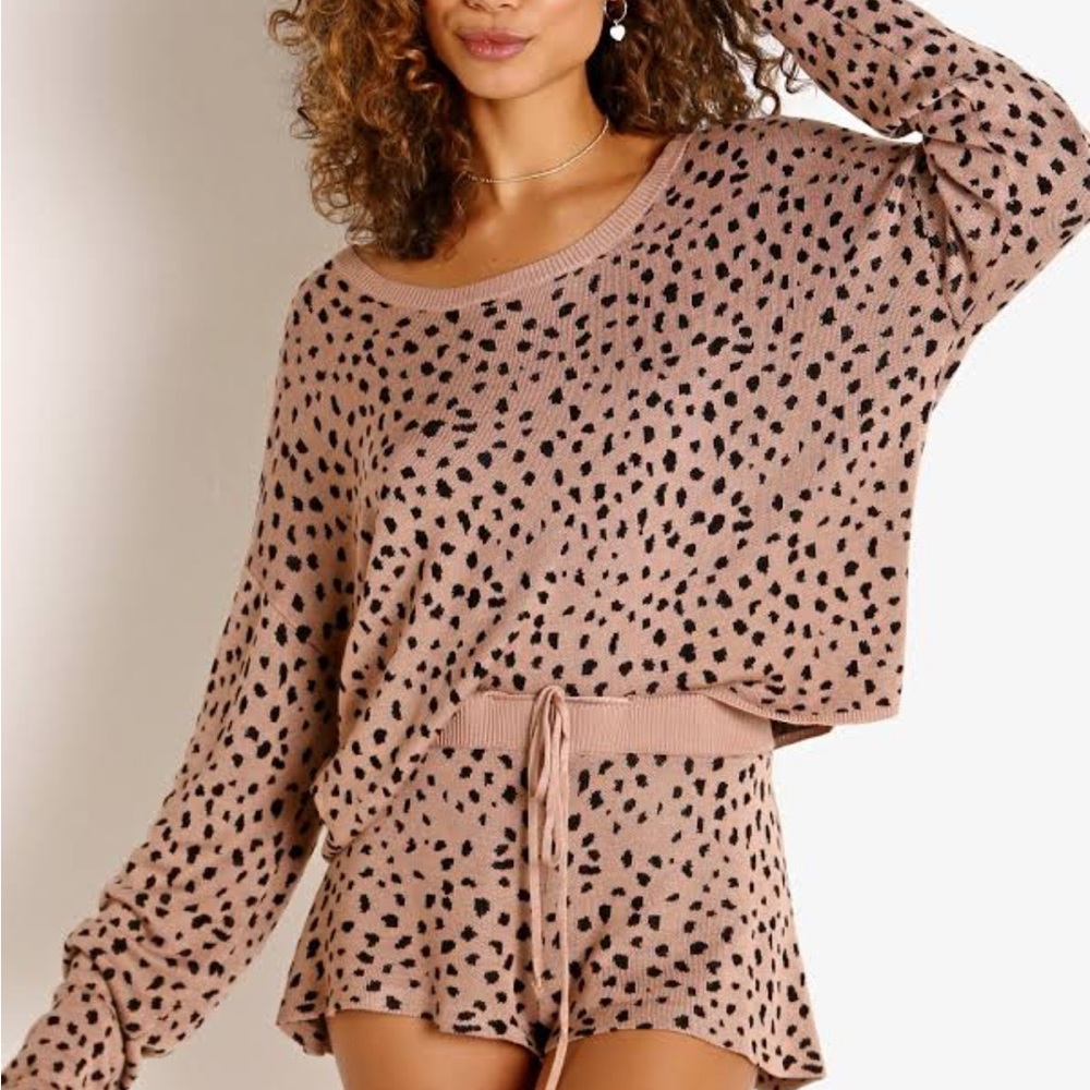 beach riot newport taupe leopard sweater